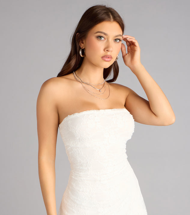 white tube top dress Pure Romance Lace Strapless Mini Dress