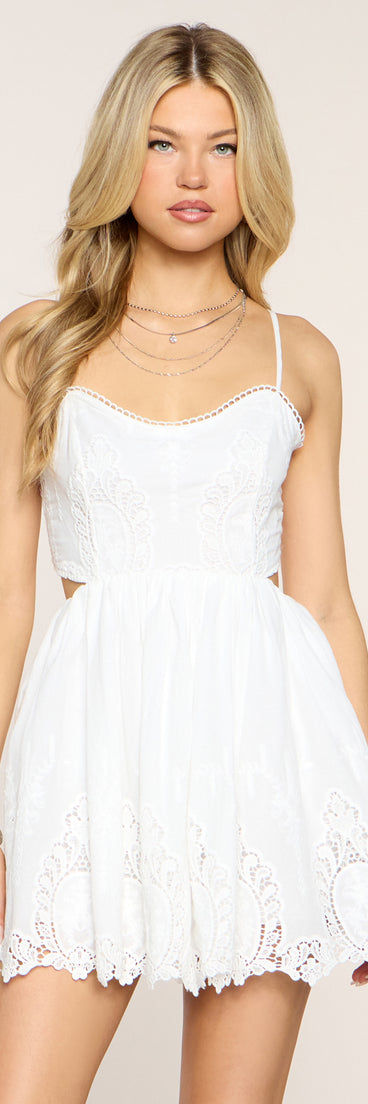 Sweet Day Plans Eyelet Open Back Mini Dress