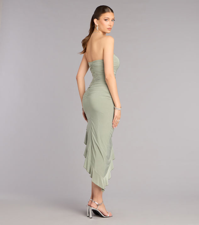 Caught Your Eye Strapless Midi Dress
