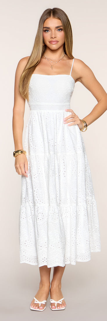 Windsor Barefoot In Bloom Eyelet Midi Dress In White | Size: XS Windsor Barefoot In Bloom Eyelet Midi Dress In White | Size: XS