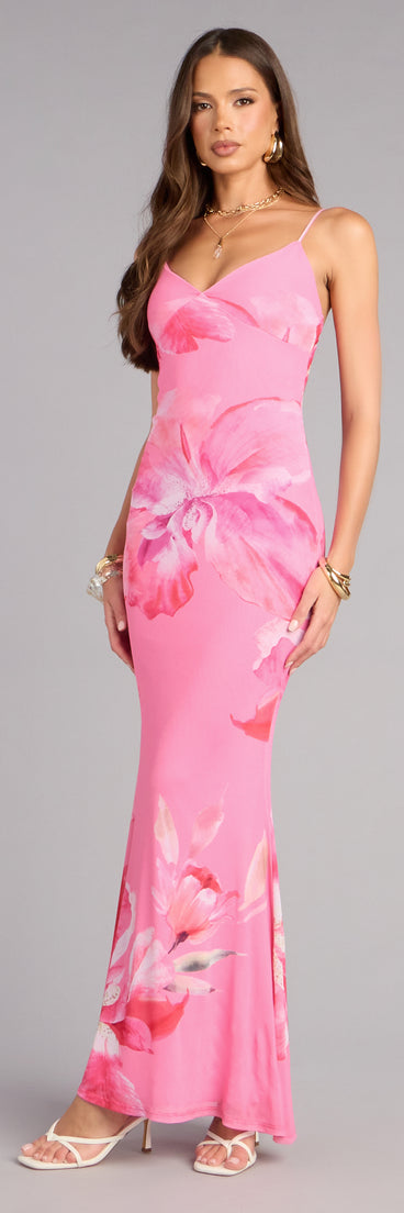 Flirt Factor Floral Mesh Maxi Dress in Pink | Size: S | Knit Fabric/Mesh Fabric/Sheer Mesh Fabric | Windsor Flirt Factor Floral Mesh Maxi Dress in Pink | Size: S | Knit Fabric/Mesh Fabric/Sheer Mesh Fabric | Windsor