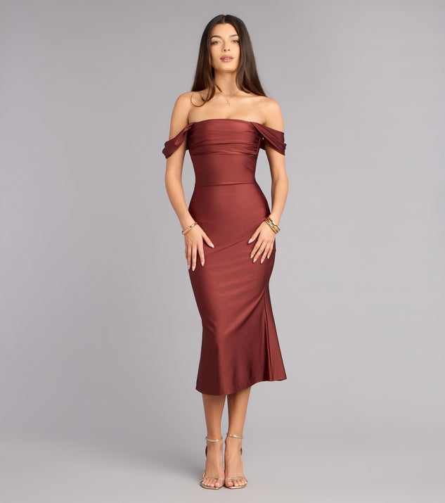 Exceptional Off-The-Shoulder Flared Midi Dress | Windsor Exceptional Off-The-Shoulder Flared Midi Dress | Windsor