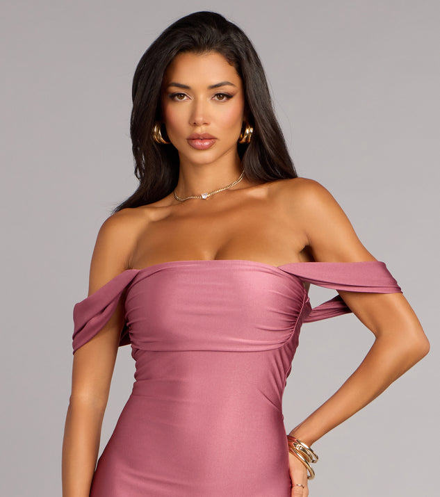 Exceptional Off-The-Shoulder Flared Midi Dress | Windsor Exceptional Off-The-Shoulder Flared Midi Dress | Windsor