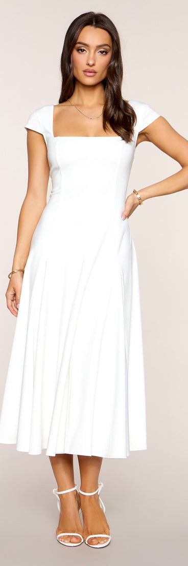 Pretty And Polished Lace-Up A-Line Midi Dress