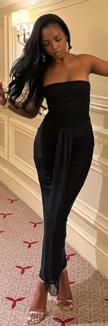 Curve Control Mesh Strapless Maxi Dress