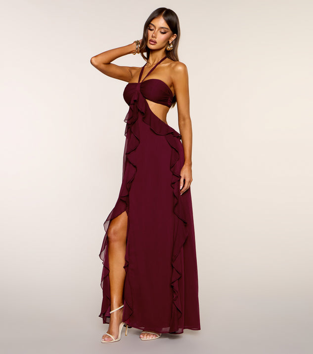 ruffle and ready chiffon halter maxi dress Ruffle and Ready Chiffon Halter Maxi Dress