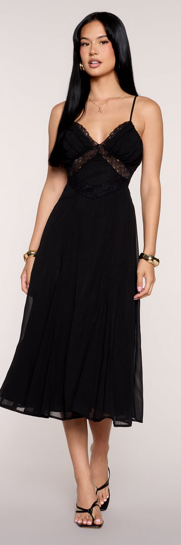 Written In Lace Chiffon Midi Dress