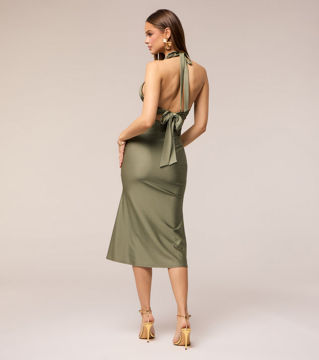Tied Up In Elegance Halter Midi Dress