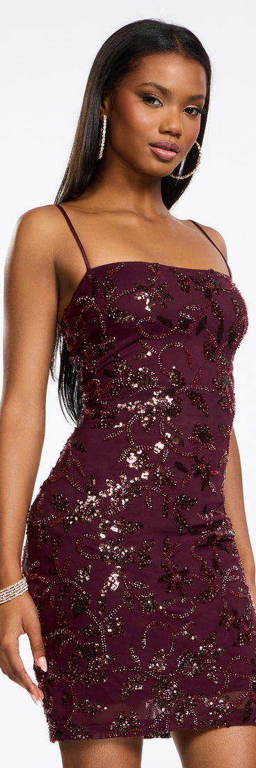 Bead Behavior Sequin Beaded Bodycon Mini Dress