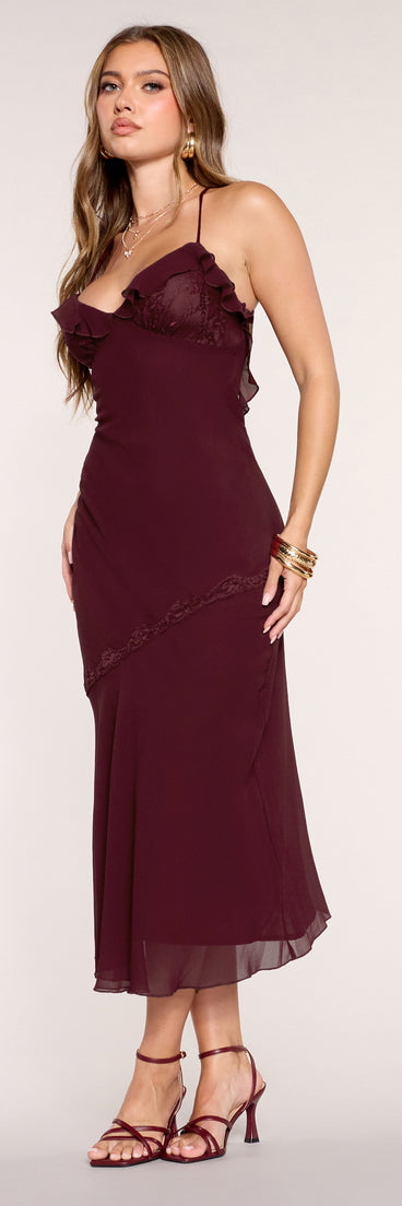 Second Look Lace-Trim Chiffon A-Line Midi Dress
