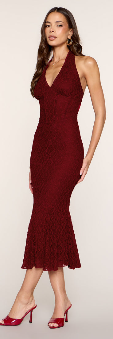 Soft Signal Lace Halter Midi Dress