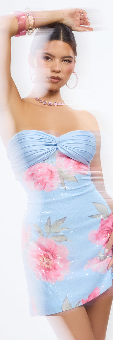 Radiant Floral Sequin A-Line Dress