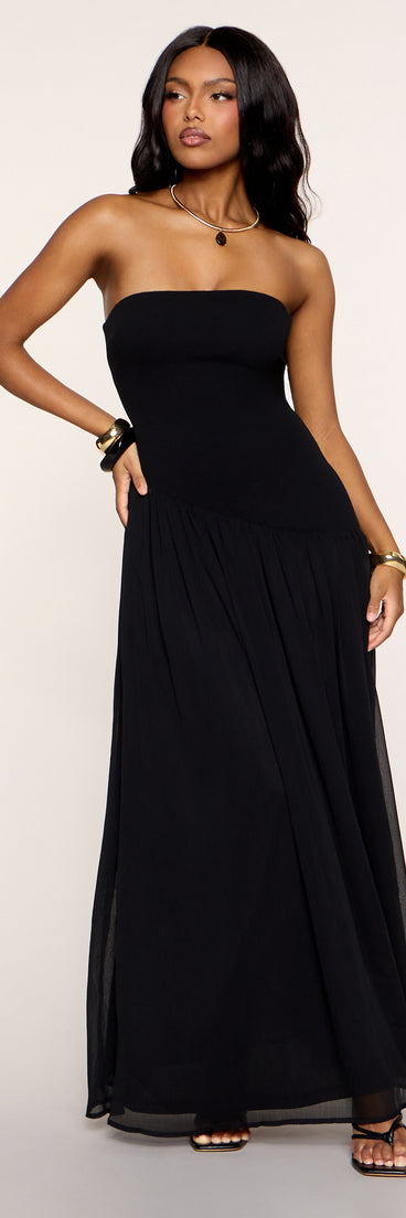 Breezy Strapless Drop Waist Maxi Dress