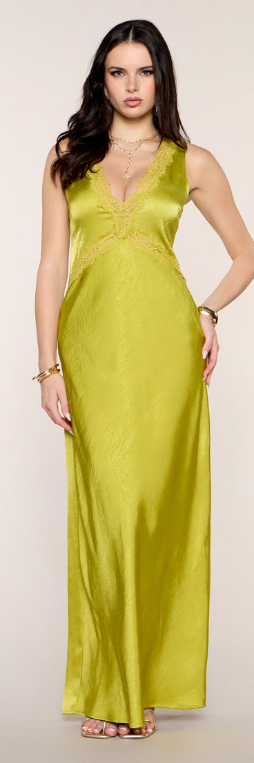 Best Guest Satin Lace Maxi Dress