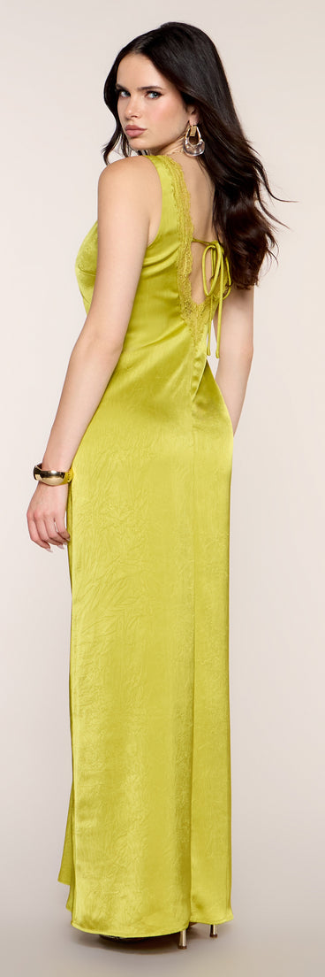 Best Guest Satin Lace Maxi Dress