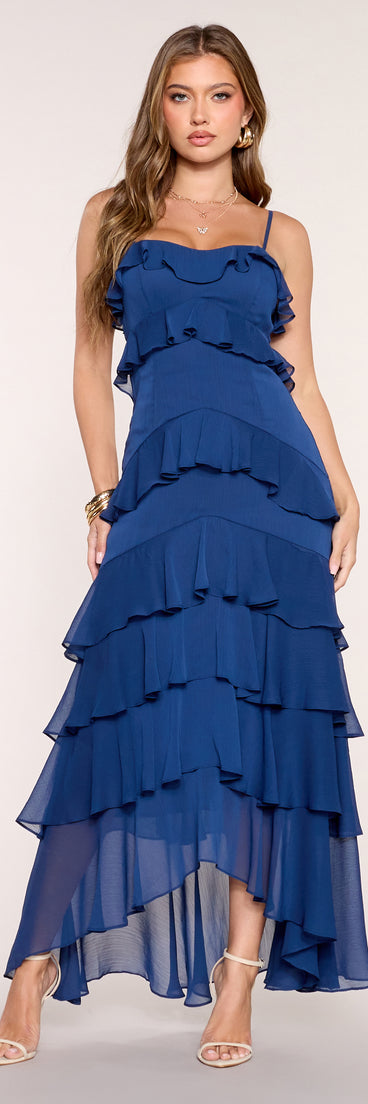 Ruffle Reverie Chiffon Ruffle Maxi Dress