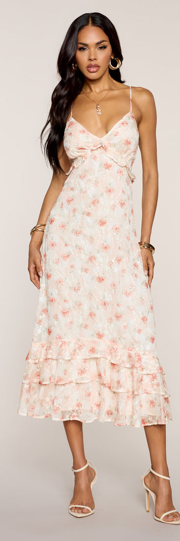 Petals & Prosecco V-Neck Midi Dress
