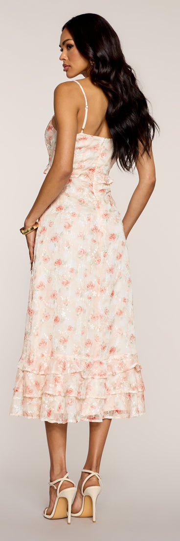 Petals & Prosecco V-Neck Midi Dress