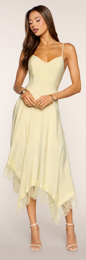 Sunlit Elegance Satin A-Line Midi Dress | Windsor Sunlit Elegance Satin A-Line Midi Dress | Windsor