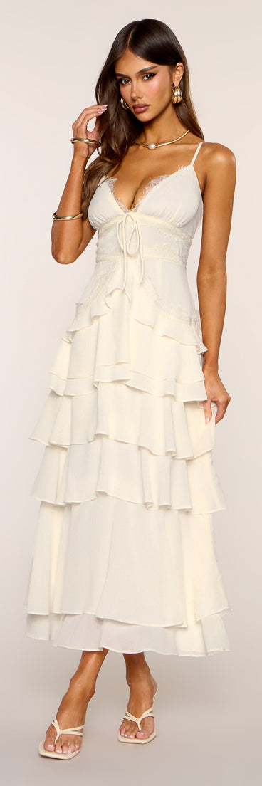 RSVP Ruffle Chiffon Maxi Dress