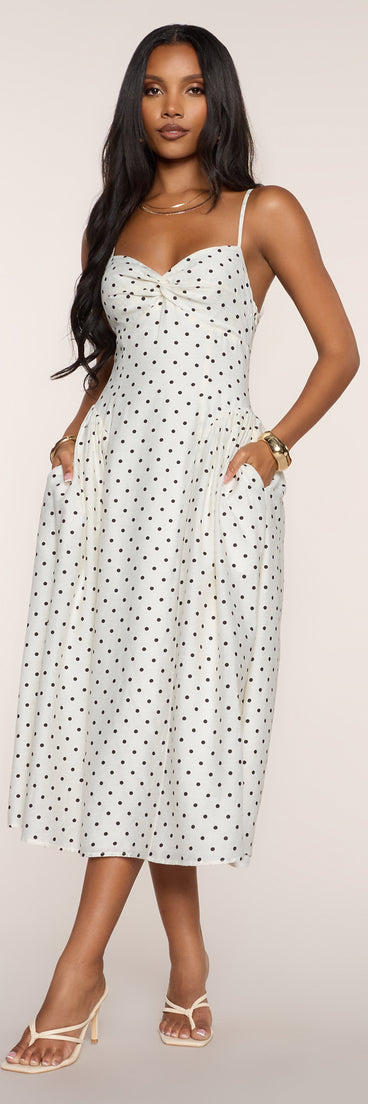 Dot Your Calendar Lace-Up Midi Dress