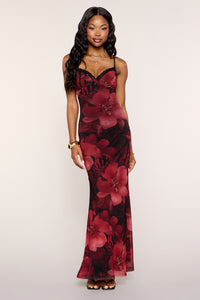 blooming beauty floral print mesh maxi dress Mauve Printed Overlay Maternity 26 Length Forbidden Love Floral Print Mesh