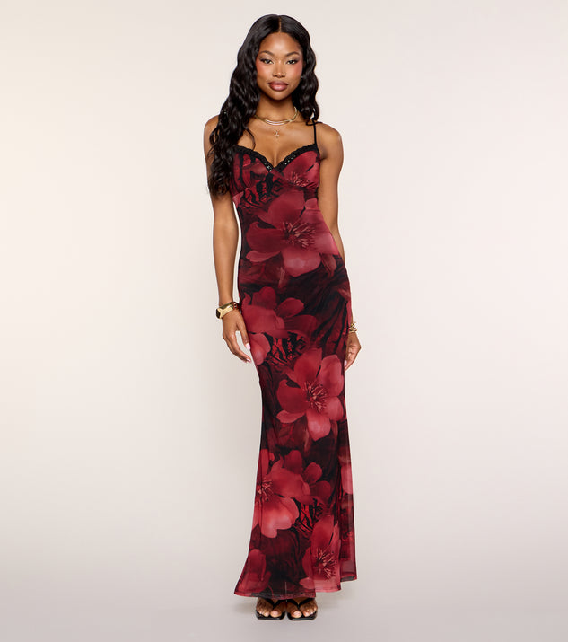 blooming beauty floral print mesh maxi dress Waist of the garment is measured straight across the narrowest point of the garment AQUA Floral Mesh Maxi Dress