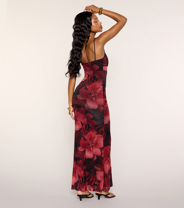 Blooming Beauty Floral Print Mesh Maxi Dress