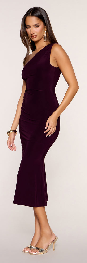 Single Take One-Shoulder Midi Dress