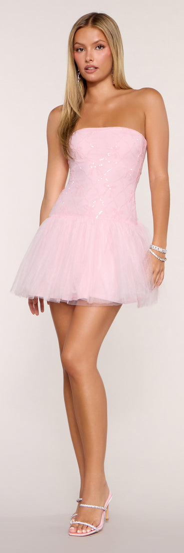 Pretty Please Sequin Drop Waist Mini Dress