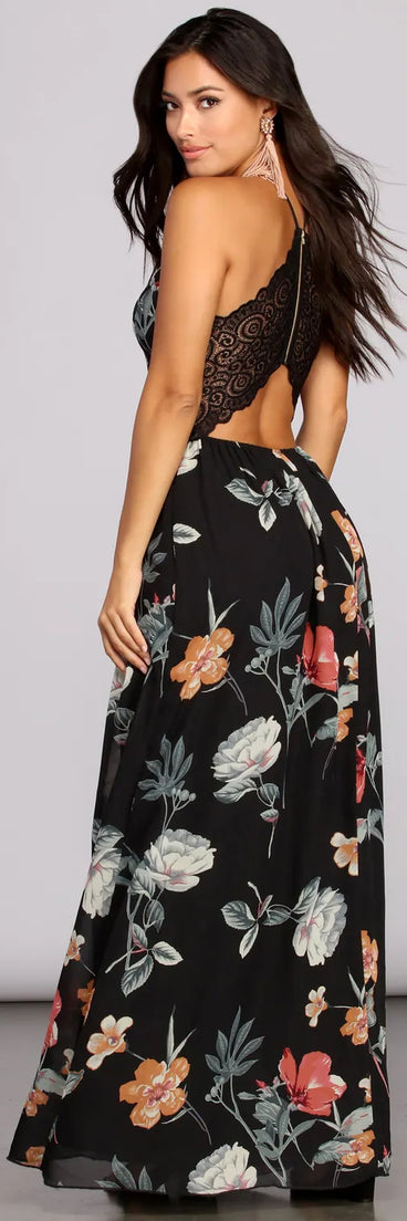 Flower Power Chiffon Maxi Dress