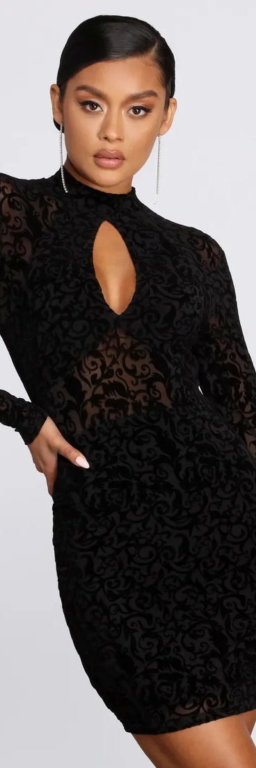 Fab Flocked Velvet Mini Dress