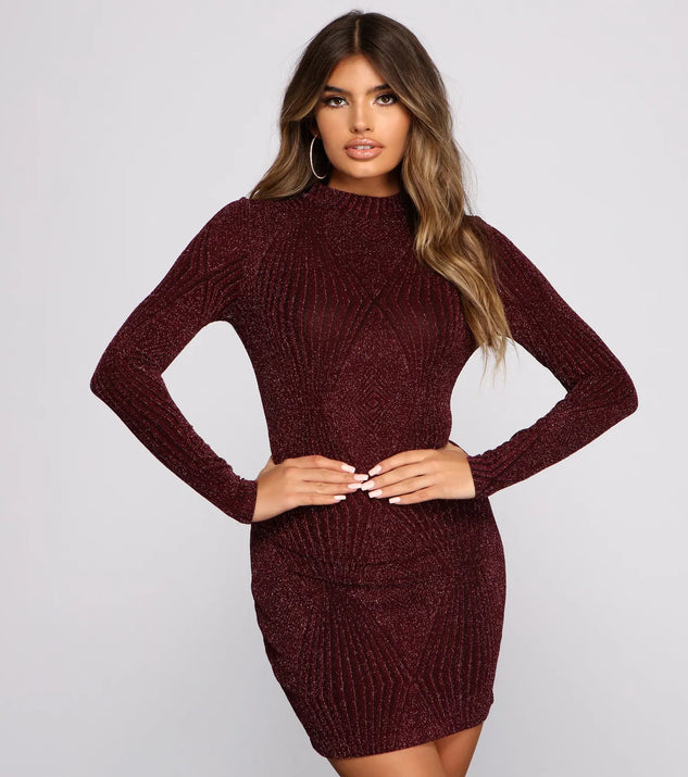 Diamond Lady Mock Neck Mini Dress