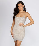 Sequin Cowl Neck Mini Dress