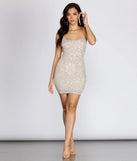 Sequin Cowl Neck Mini Dress