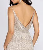 Sequin Cowl Neck Mini Dress
