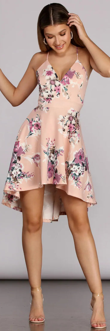 Floral Lace High Low Dress