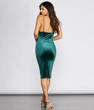Cowl Neck Velvet Midi Dress