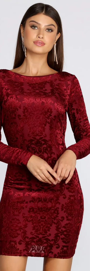 Vividly Velvet Burnout Mini Dress