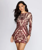 Slay In Sequins Damask Mini Dress