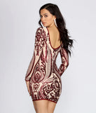 Slay In Sequins Damask Mini Dress