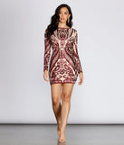 Slay In Sequins Damask Mini Dress