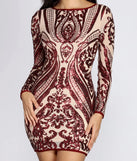 Slay In Sequins Damask Mini Dress