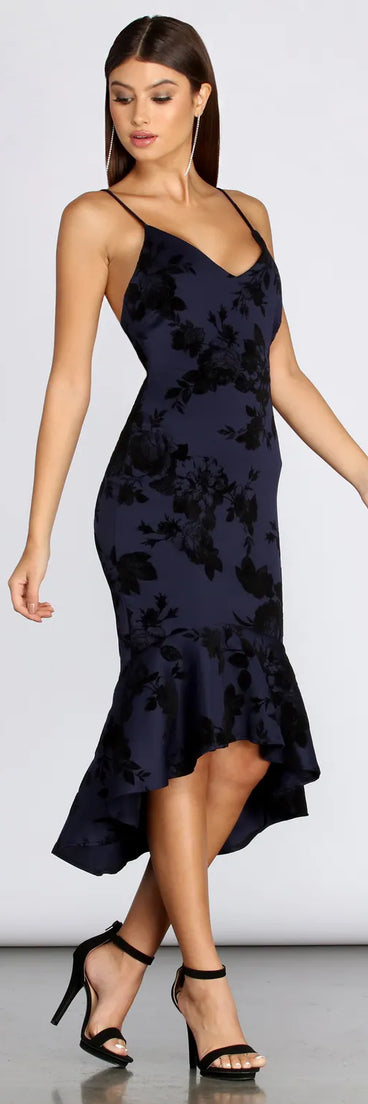 Floral Desire Trumpet Midi Dress