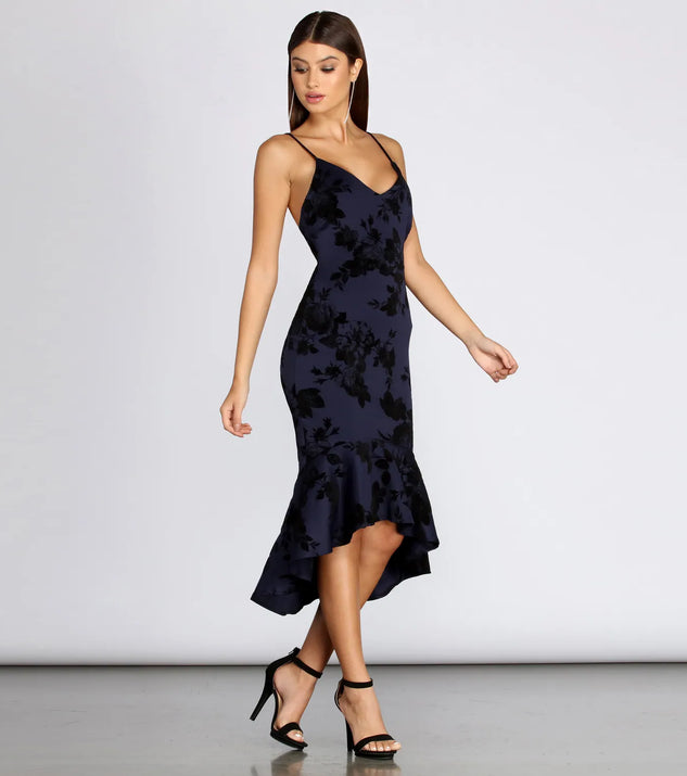Floral Desire Trumpet Midi Dress