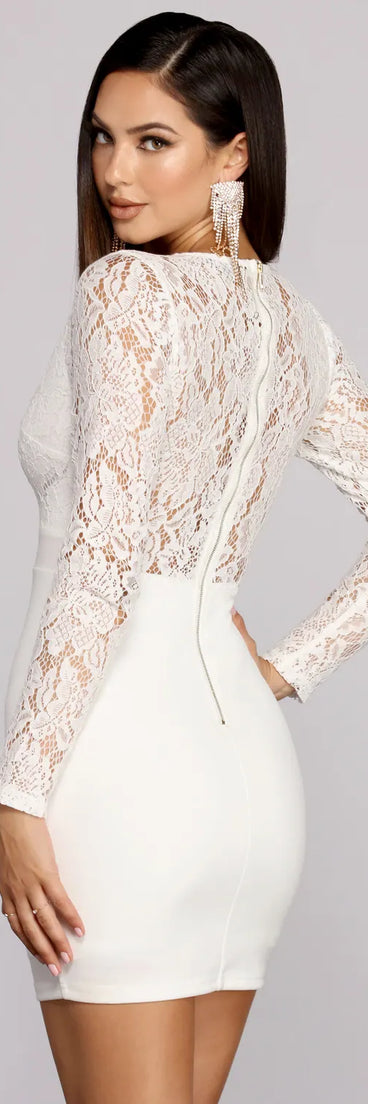 Pretty In Lace Long Sleeve Mini Dress