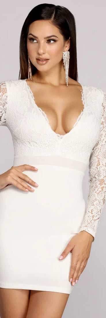 Pretty In Lace Long Sleeve Mini Dress