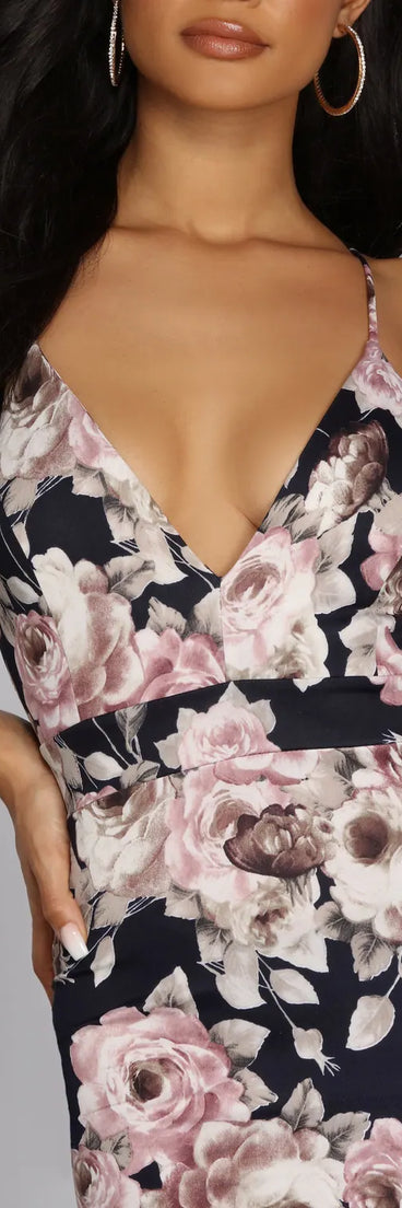 Fab In Floral Lace Back Mini Dress