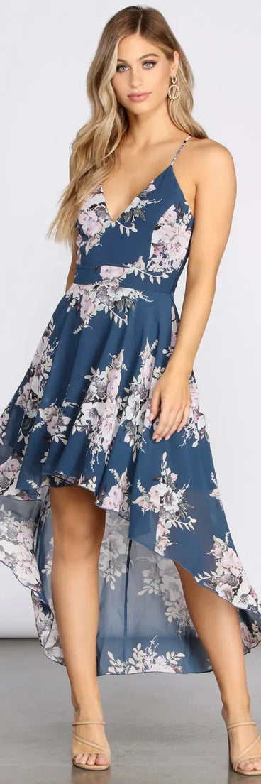 Floral Chiffon High Low Dress | Windsor Floral Chiffon High Low Dress | Windsor