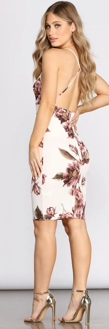 Floral Vibes Scuba Midi Dress